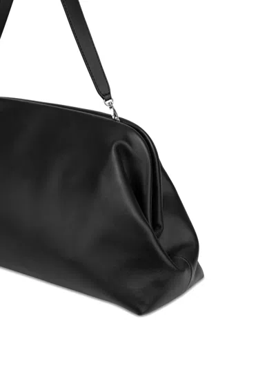 Alberta Ferretti Women Black Handbag With Removable Handle And Clasp Closure In Leather Woman In Black