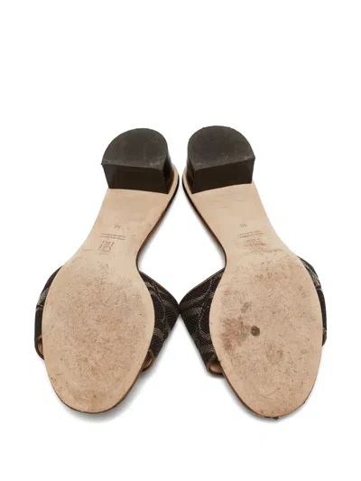Pre-owned Carolina Herrera 35mm Monogram-print Block-heel Sandals