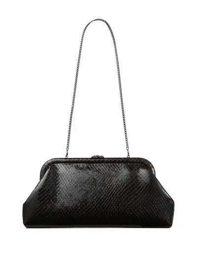 Jimmy Choo Skylar Snake-embossed Leather Clutch Bag In Black