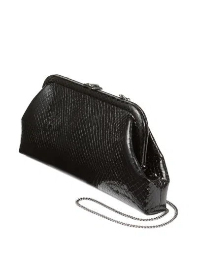 Jimmy Choo Skylar Snake-embossed Leather Clutch Bag In Black
