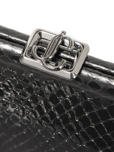 Jimmy Choo Skylar Snake-embossed Leather Clutch Bag In Black