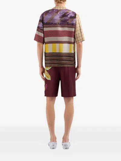 Pierre-louis Mascia Floral-print Elastic-waist Shorts In Burgundy