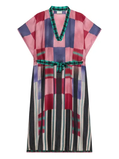 Pierre-louis Mascia Aloe Abstract-print Belted Maxi Dress In Multi