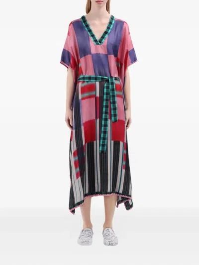 Pierre-louis Mascia Aloe Abstract-print Belted Maxi Dress In Multi