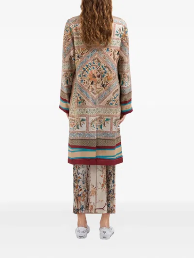 Pierre-louis Mascia Aloe Paisley-print Single-breasted Coat In Brown