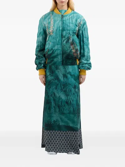 Pierre-louis Mascia Silk Bomber Jacket In Blue