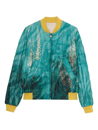 Pierre-louis Mascia Silk Bomber Jacket In Blue