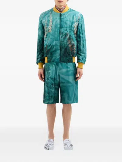 Pierre-louis Mascia Silk Bomber Jacket In Blue
