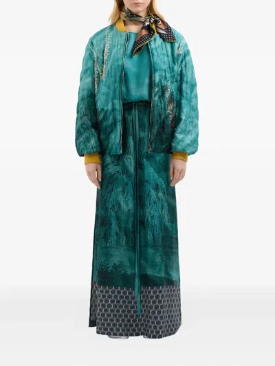 Pierre-louis Mascia Silk Bomber Jacket In Blue