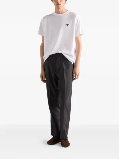 Prada Logo Cotton T-shirt In White