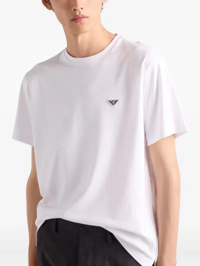Prada Logo Cotton T-shirt In White
