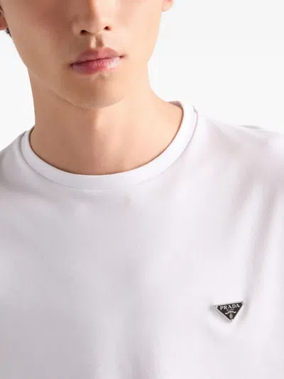 Prada Logo Cotton T-shirt In White