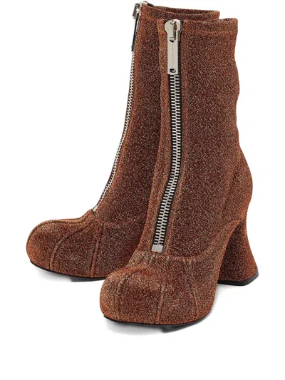 Pre-owned Stella Mccartney 100mm Glitter Zip Ankle Boots