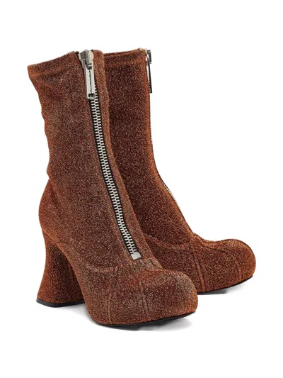 Pre-owned Stella Mccartney 100mm Glitter Zip Ankle Boots
