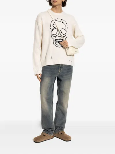 Zadig & Voltaire Skull-embroidered Distressed Sweater In White