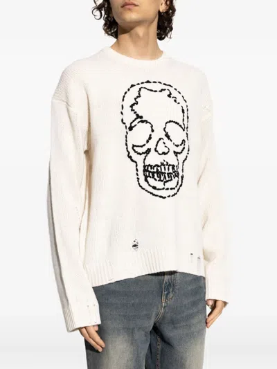 Zadig & Voltaire Skull-embroidered Distressed Sweater In White