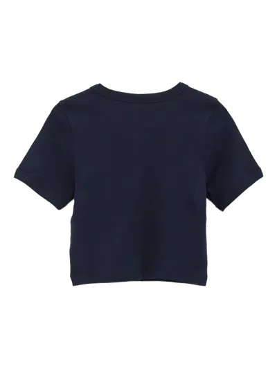 Flore Flore Car Ribbed Crew-neck Crop Top In Blue