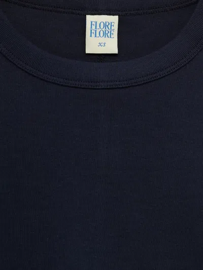 Flore Flore Car Ribbed Crew-neck Crop Top In Blue