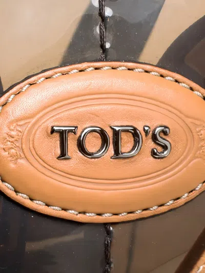 Pre-owned Tod's Vintage Leather-trim Tote Bag In Brown