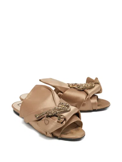 Pre-owned N°21 Raso Knotted-embellished Sandals In Brown
