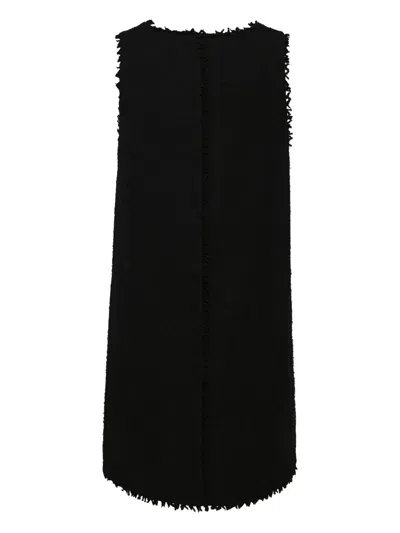 Msgm Frayed-edge Dress In Black