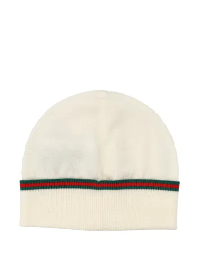 Gucci Web-stripe Beanie In White