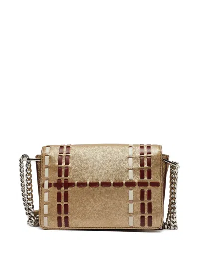 Pre-owned Tod's Vintage Leather Plaid Shoulder Bag In Neutral
