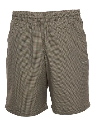 Pre-owned Balenciaga Check-print Shorts In Gray