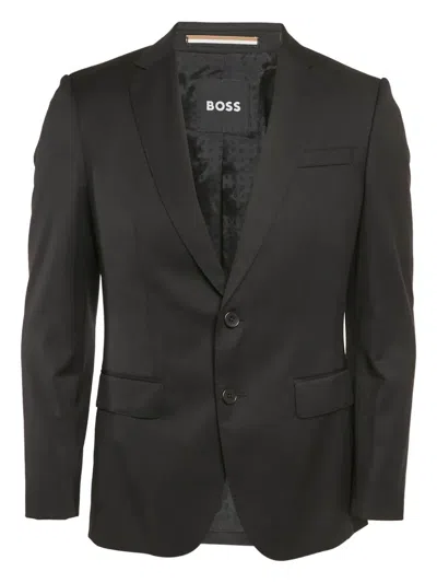 Pre-owned Hugo Boss Single-breasted Gabardine Blazer In Black