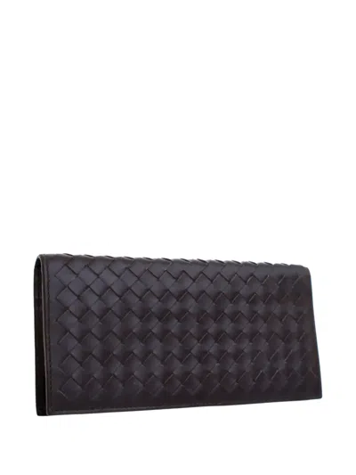 Pre-owned Bottega Veneta 2012-2025 Lambskin Intrecciato Bifold Wallet Long Wallets