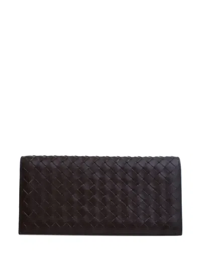 Pre-owned Bottega Veneta 2012-2025 Lambskin Intrecciato Bifold Wallet Long Wallets