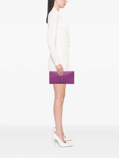 Pre-owned Bottega Veneta 2012-2025 Nappa Intrecciato Turn Lock Clutch Bag