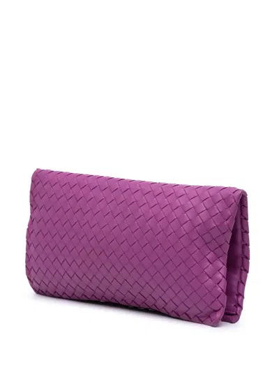Pre-owned Bottega Veneta 2012-2025 Nappa Intrecciato Turn Lock Clutch Bag