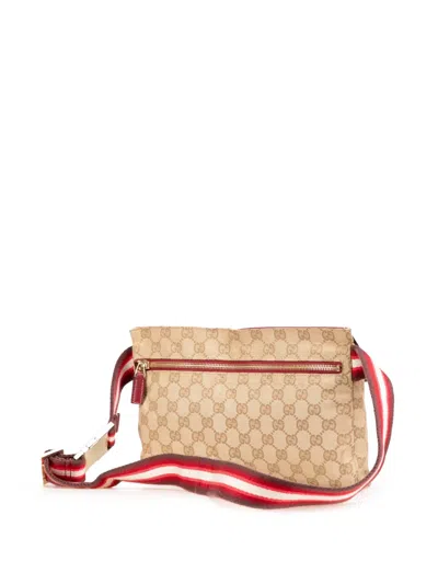 Pre-owned Gucci 2000-2015 Gg Canvas Web Double Pocket Belt Bag