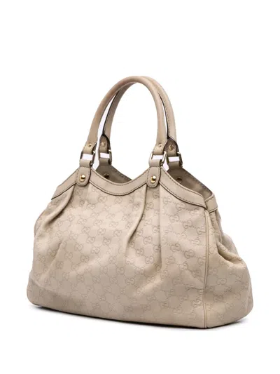 Pre-owned Gucci 2016-2025 Medium Ssima Sukey Tote Bag In Brown