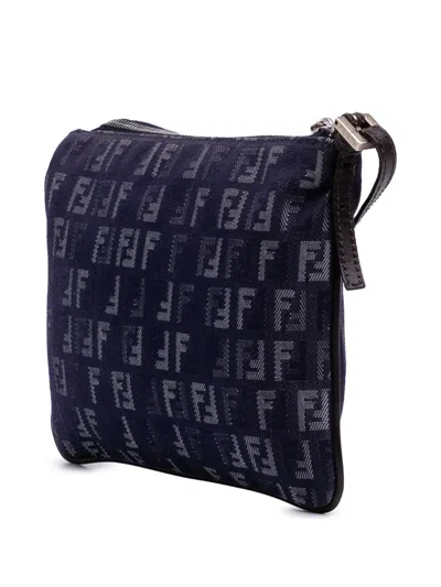 Pre-owned Fendi 2000-2010 Zucchino Denim Crossbody Bag In Blue