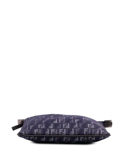 Pre-owned Fendi 2000-2010 Zucchino Denim Crossbody Bag In Blue