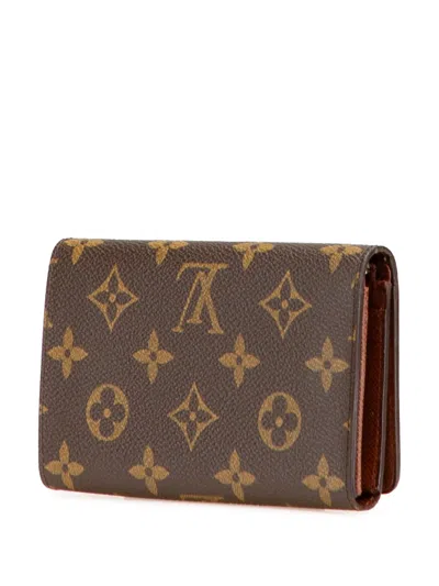 Pre-owned Louis Vuitton 1990 Monogram Porte Monnaie Billets Tresor Small Wallets In Brown