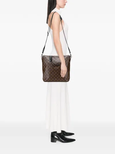 Pre-owned Louis Vuitton 2010 Monogram Macassar Kitan Satchel In Black