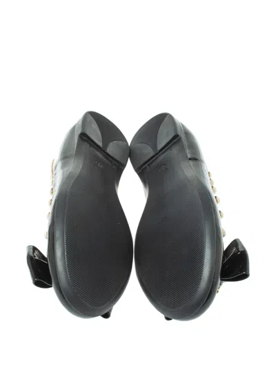 Pre-owned Roberto Cavalli Bow-detail Studded Ballet Flats In Black