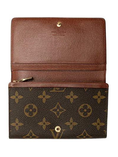 Pre-owned Louis Vuitton 1990 Monogram Porte Monnaie Billets Tresor Small Wallets In Brown