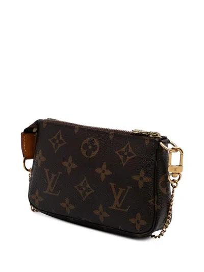 Pre-owned Louis Vuitton 2018 Monogram Mini Pochette Accessoires Handbag In Brown