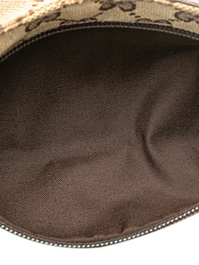 Pre-owned Gucci 2000-2015 Gg Canvas Web Double Pocket Belt Bag In Brown