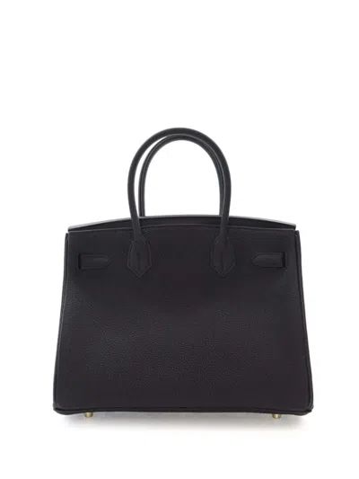 Pre-owned Hermes 2021 Togo Swift And Toile 3 In 1 Birkin Retourne 30 Handbag In Black