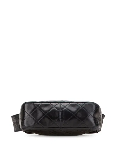 Pre-owned Chanel 1989-1991 Mini Cc Diamond Quilted Lambskin Tassel Camera Bag Crossbody Bag In Black