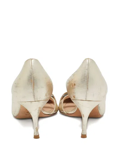 Pre-owned Dior Pointed-toe Crystal Pumps In Gold