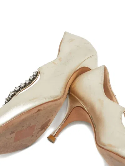 Pre-owned Dior Pointed-toe Crystal Pumps In Gold