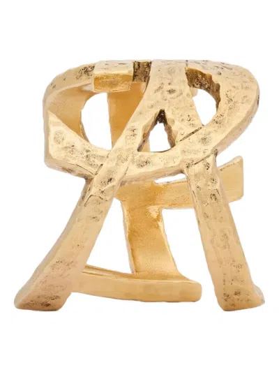Saint Laurent Metallic Open Cuff Bracelet With Cassandre Size S In Brass Woman In Gold