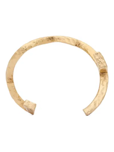 Saint Laurent Metallic Open Cuff Bracelet With Cassandre Size S In Brass Woman In Gold