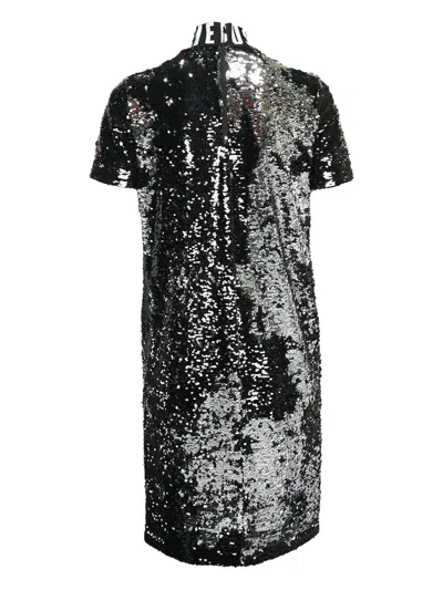 Pre-owned Versus Sequin Mini Dress In Black